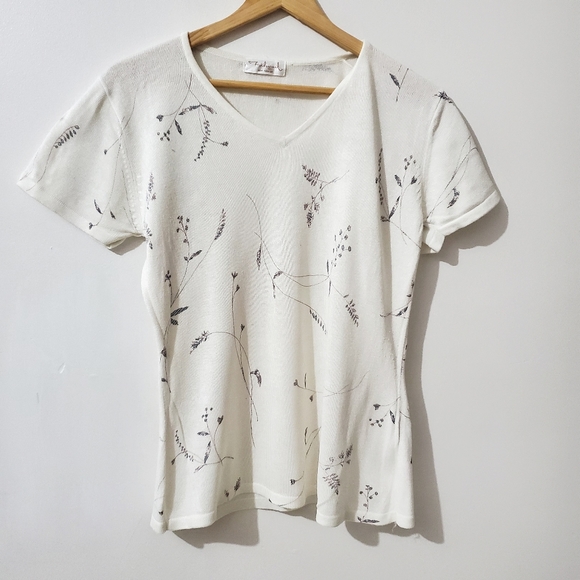 MYKINEL Short Sleeve Top V-Neck cream Size S - Picture 1 of 6